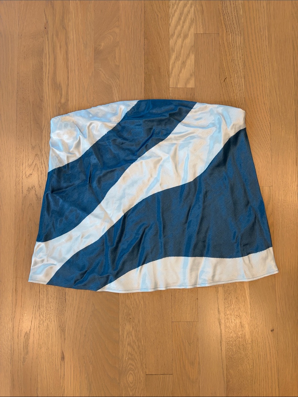 Anthropologie Blue Strapless Satin Top
